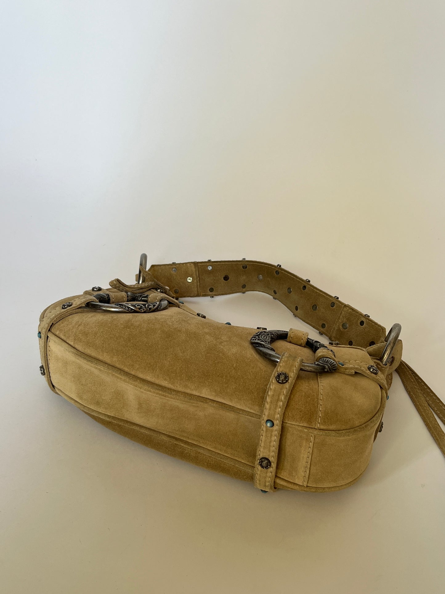 Rare Dolce and Gabbana Embellished Suede Feather Bag —  Early-2000s