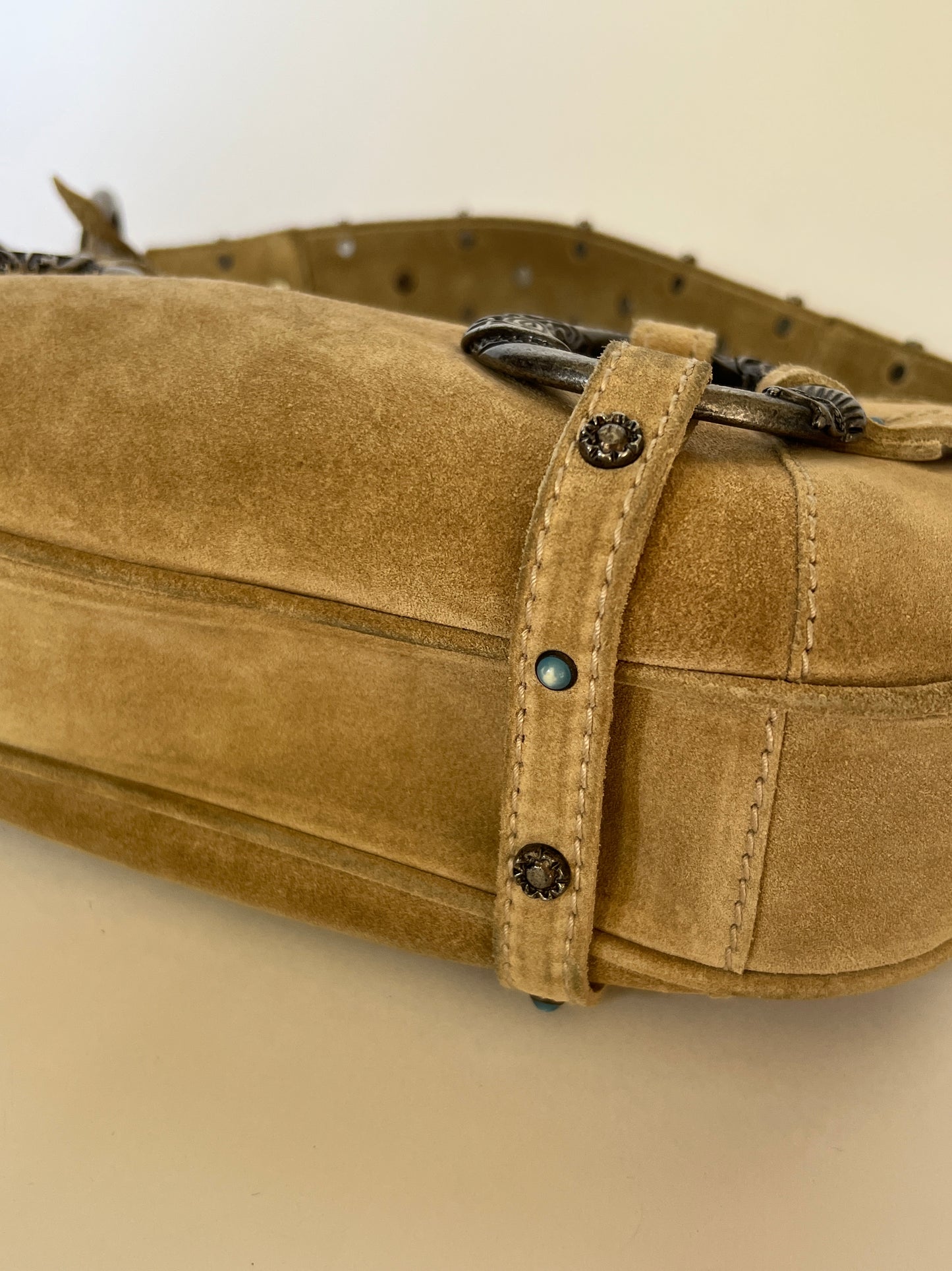 Rare Dolce and Gabbana Embellished Suede Feather Bag —  Early-2000s