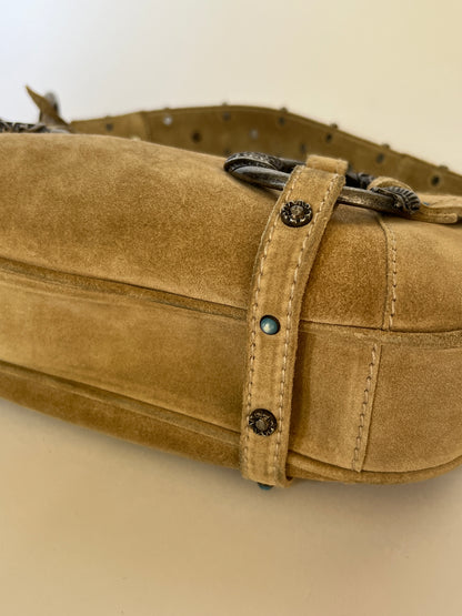 Rare Dolce and Gabbana Embellished Suede Feather Bag —  Early-2000s