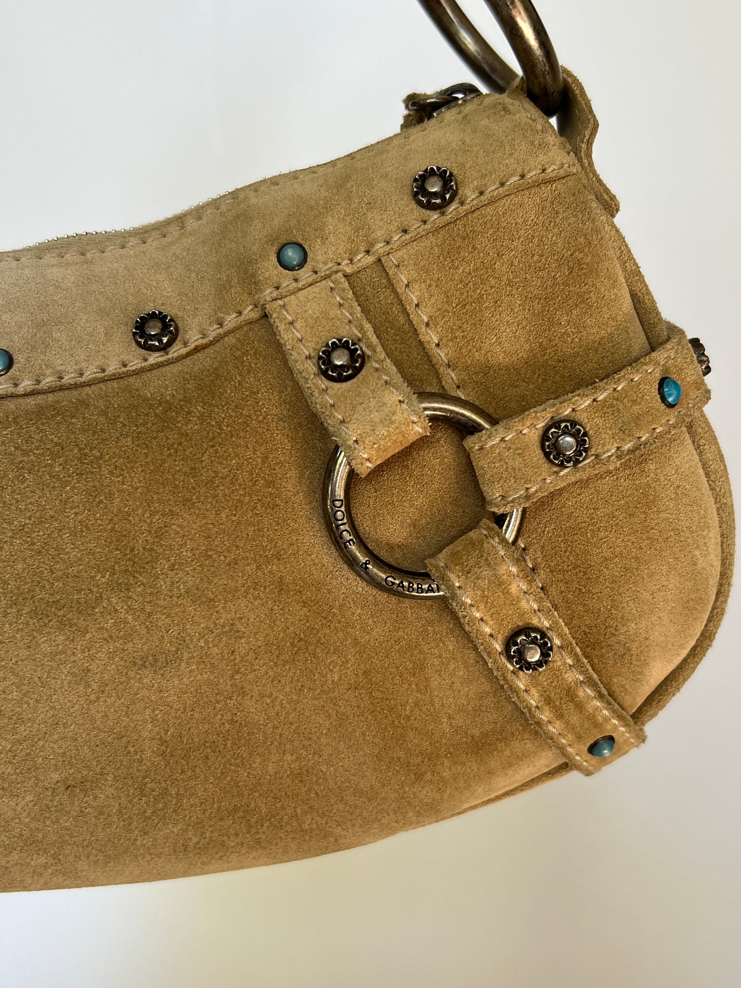 Rare Dolce and Gabbana Embellished Suede Feather Bag —  Early-2000s