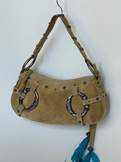 Rare Dolce and Gabbana Embellished Suede Feather Bag —  Early-2000s