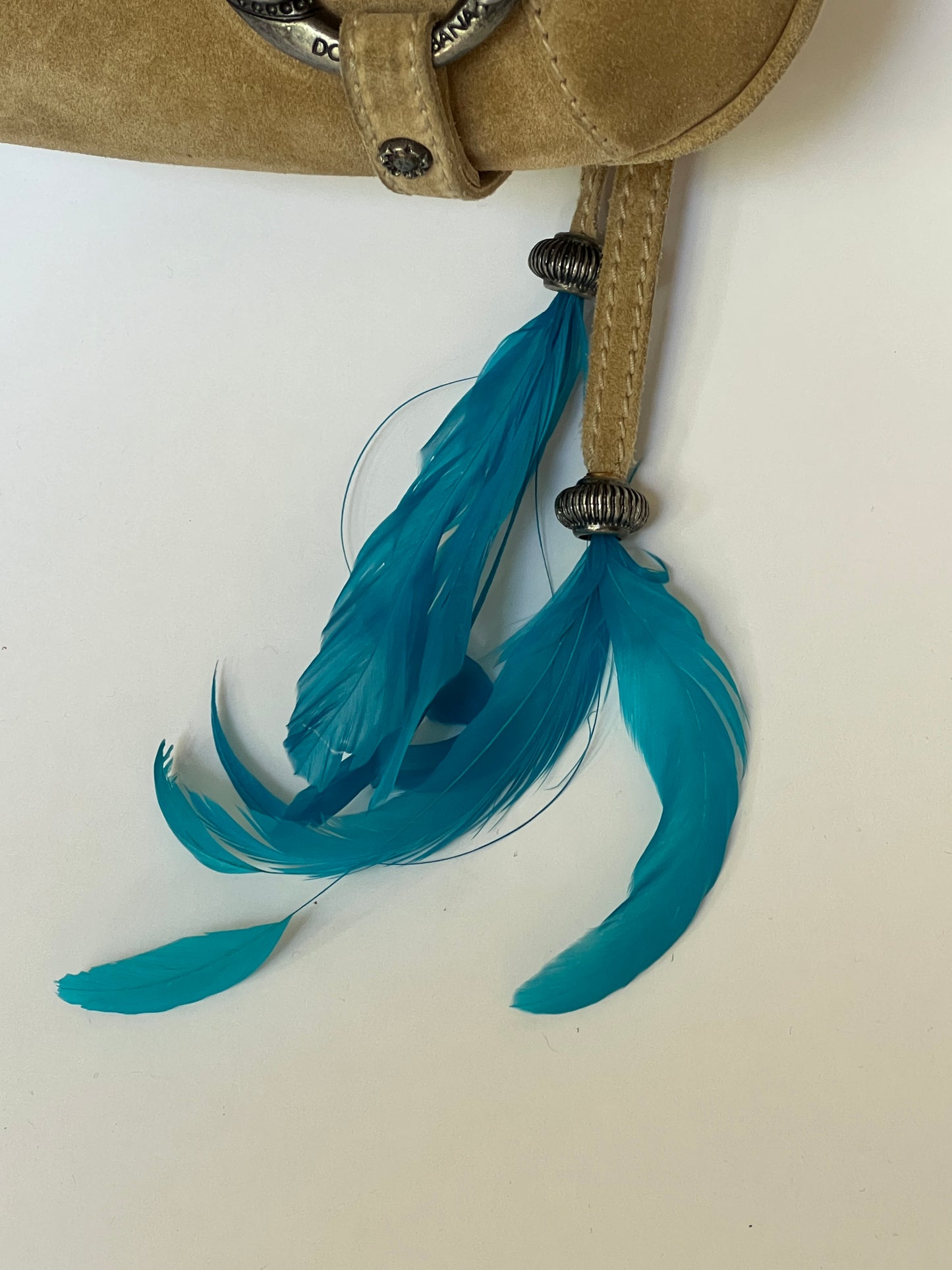 Rare Dolce and Gabbana Embellished Suede Feather Bag —  Early-2000s