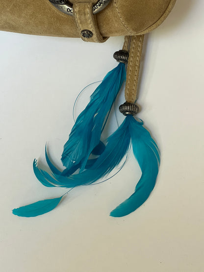 Rare Dolce and Gabbana Embellished Suede Feather Bag —  Early-2000s