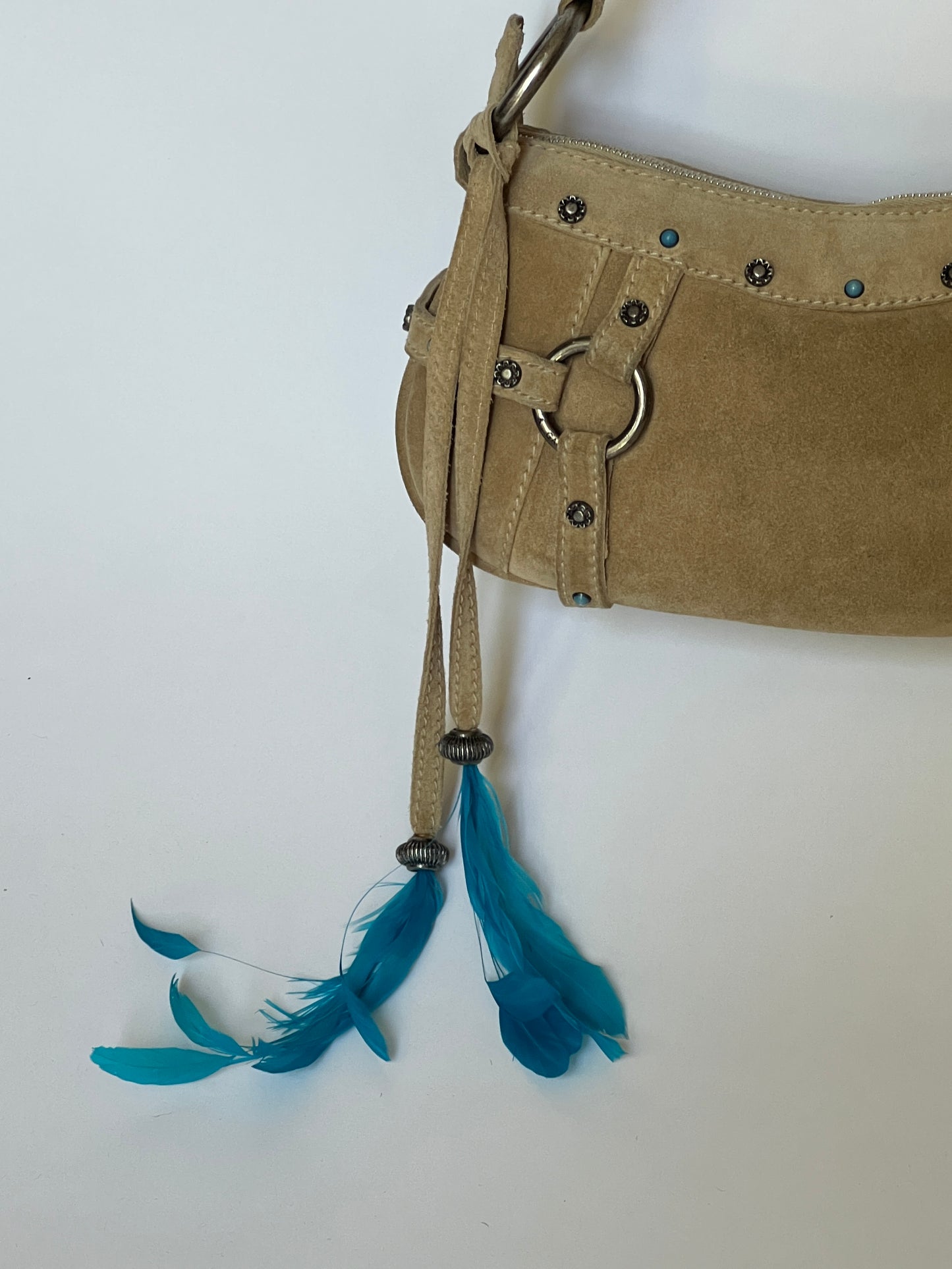 Rare Dolce and Gabbana Embellished Suede Feather Bag —  Early-2000s