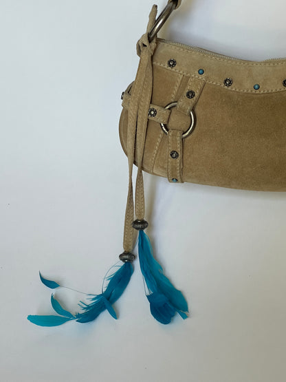 Rare Dolce and Gabbana Embellished Suede Feather Bag —  Early-2000s
