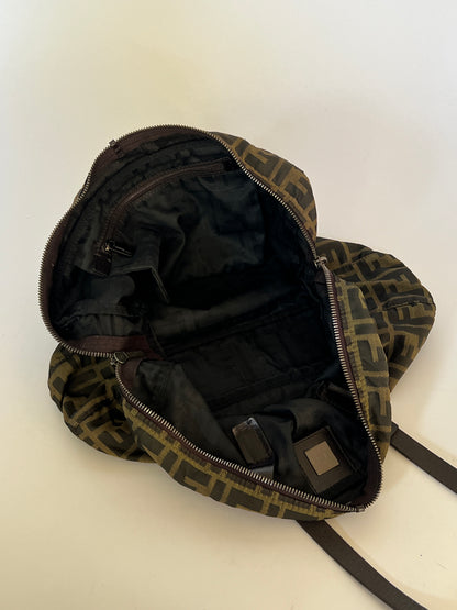 Fendi Zucca Double Zip Shoulder Bag