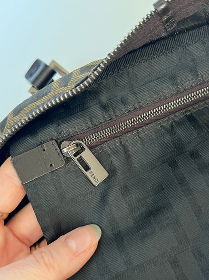 Fendi Zucca Double Zip Shoulder Bag