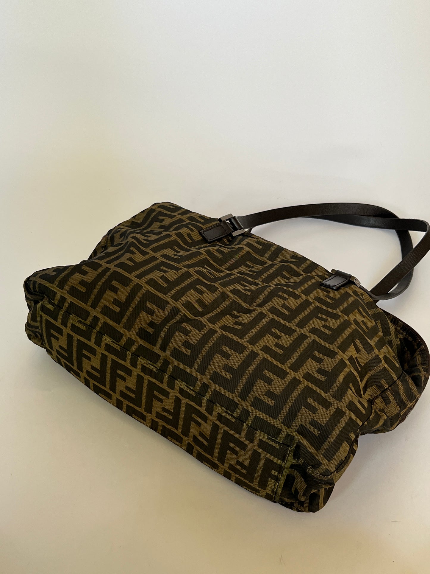 Fendi Zucca Double Zip Shoulder Bag