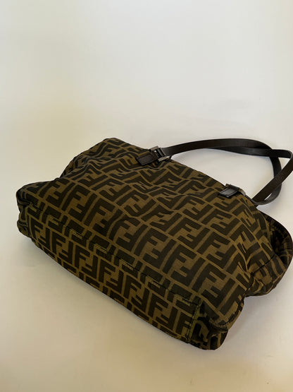 Fendi Zucca Double Zip Shoulder Bag