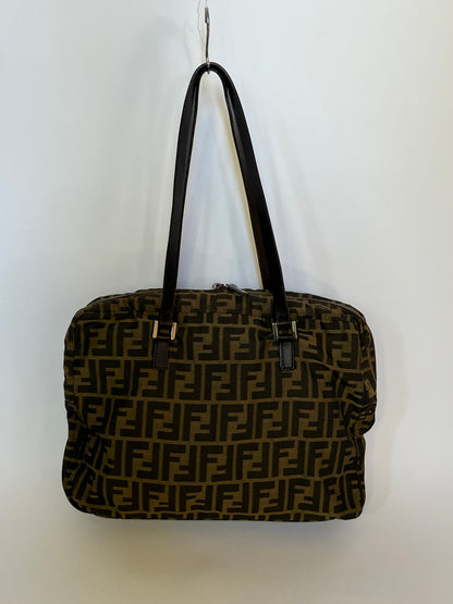 Fendi Zucca Double Zip Shoulder Bag