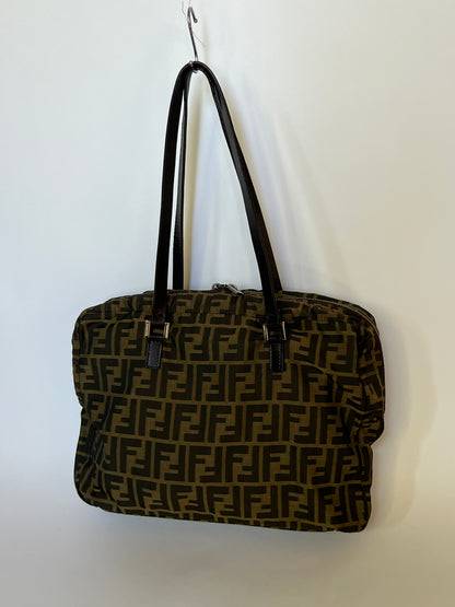 Fendi Zucca Double Zip Shoulder Bag