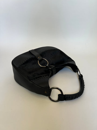 Black Pony Hair O Ring Handbag