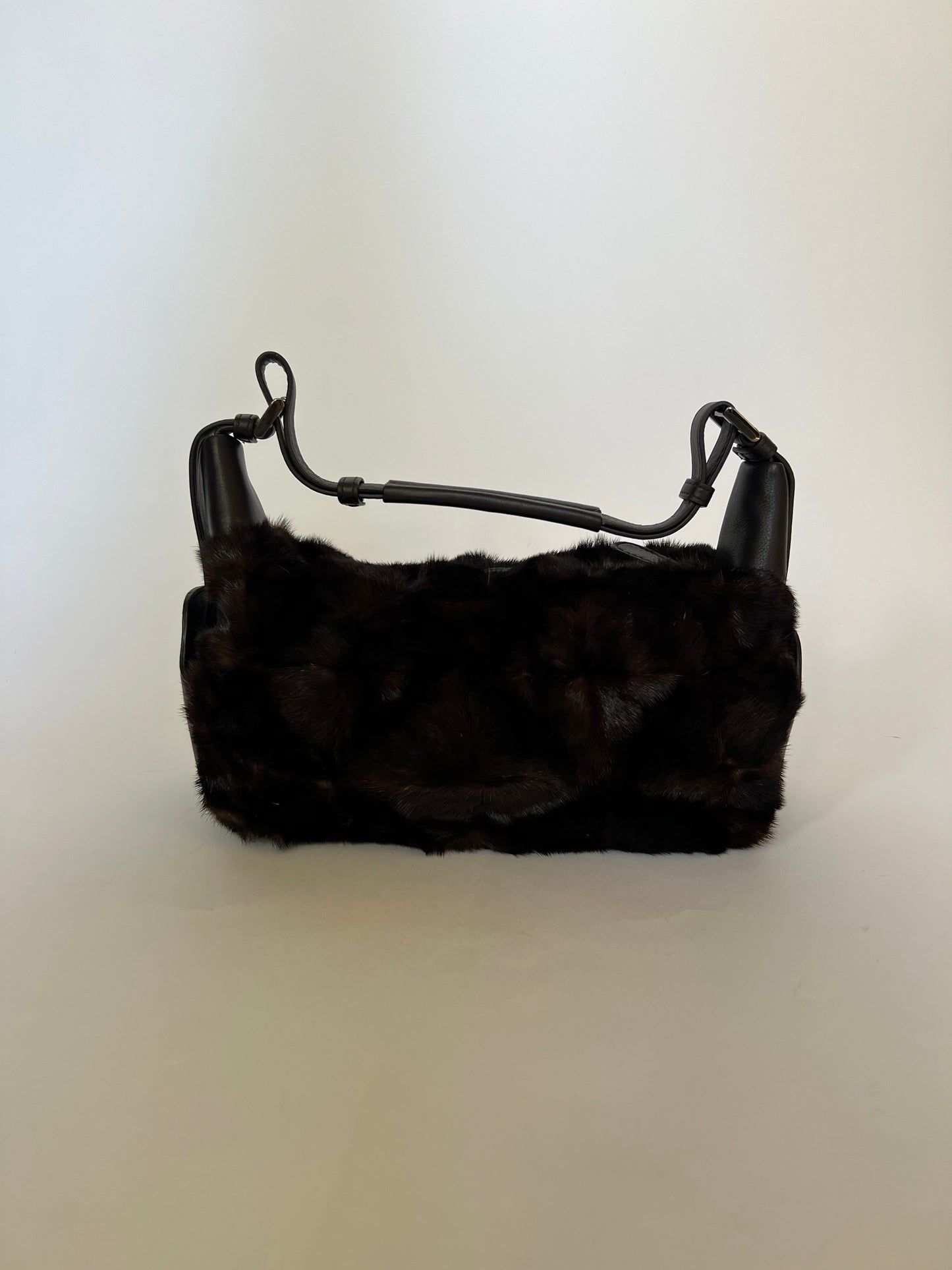 Dark Brown Y2K Mink Fur Shoulder Bag