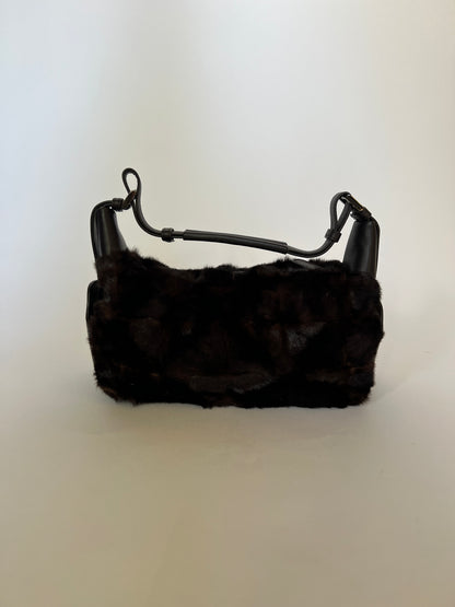 Dark Brown Y2K Mink Fur Shoulder Bag