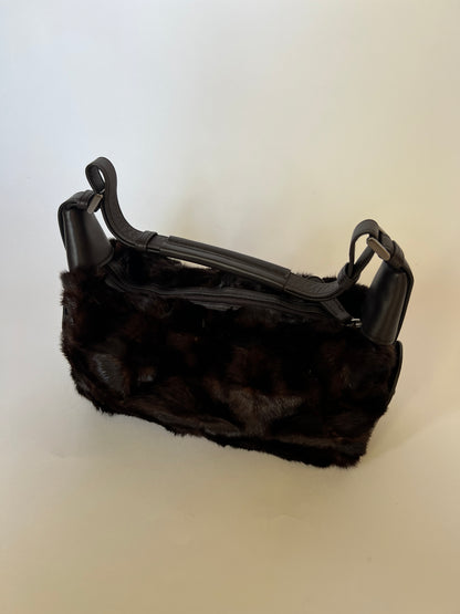 Dark Brown Y2K Mink Fur Shoulder Bag