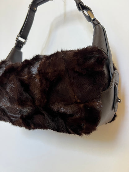 Dark Brown Y2K Mink Fur Shoulder Bag