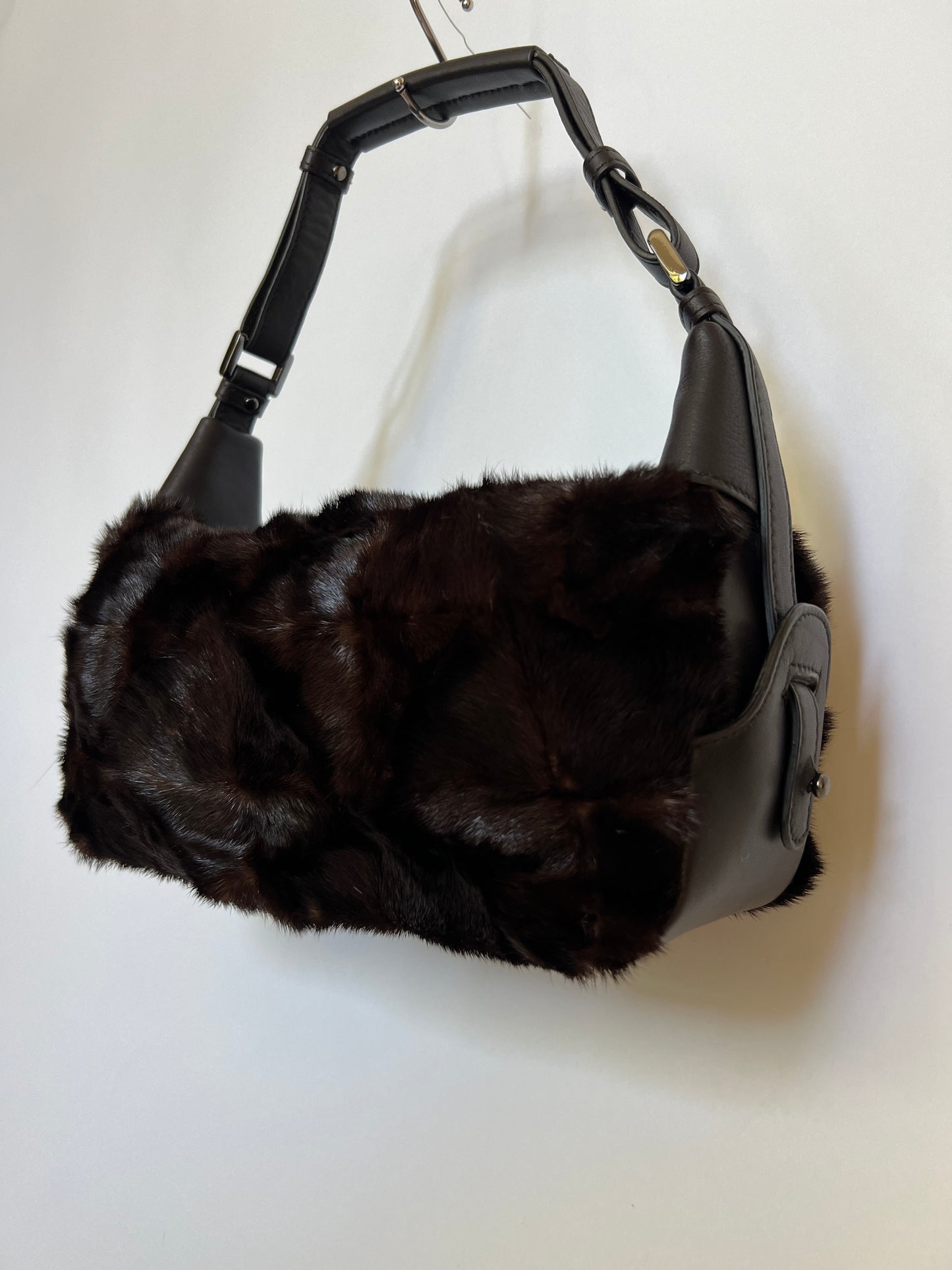 Dark Brown Y2K Mink Fur Shoulder Bag