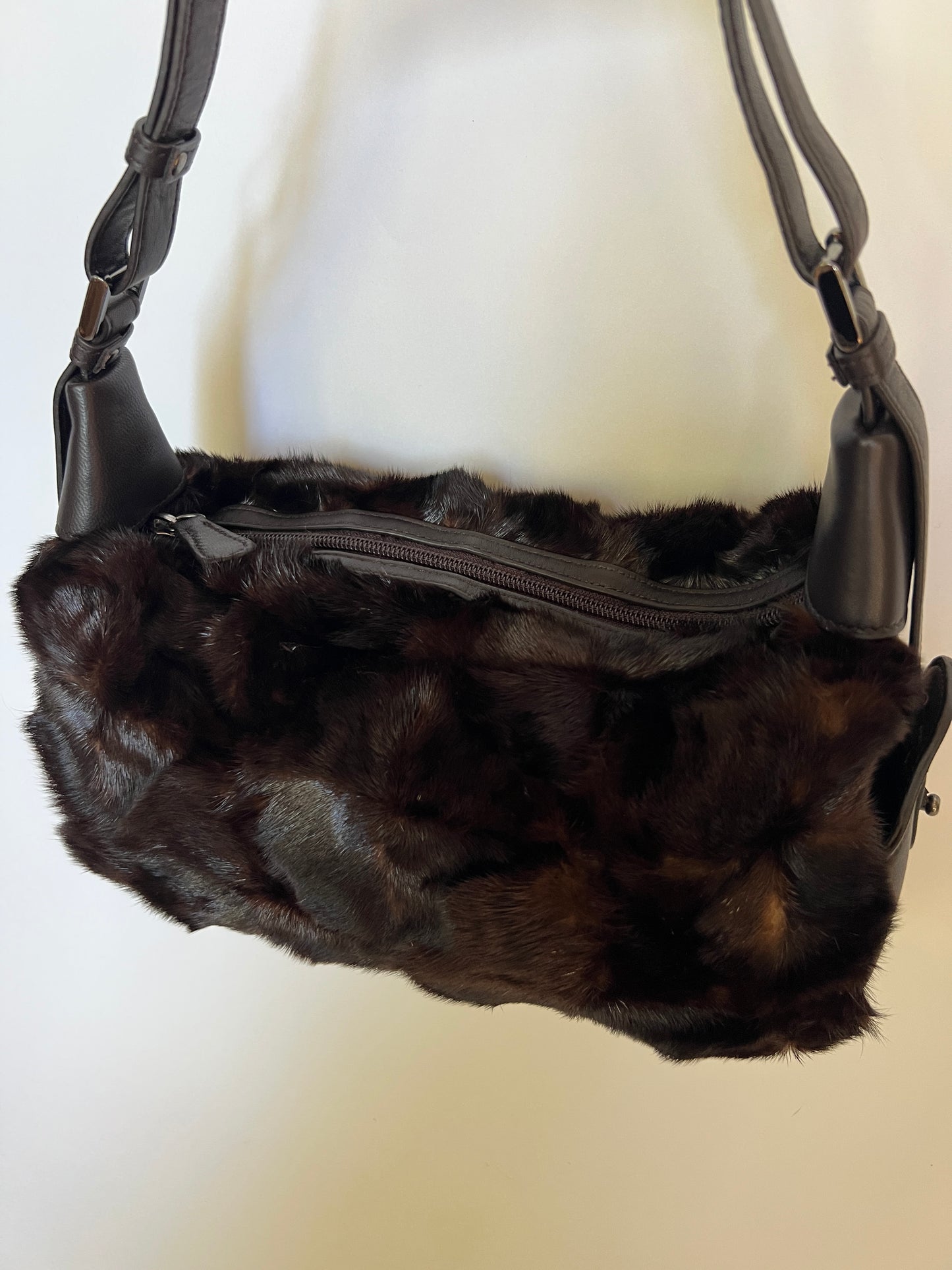 Dark Brown Y2K Mink Fur Shoulder Bag