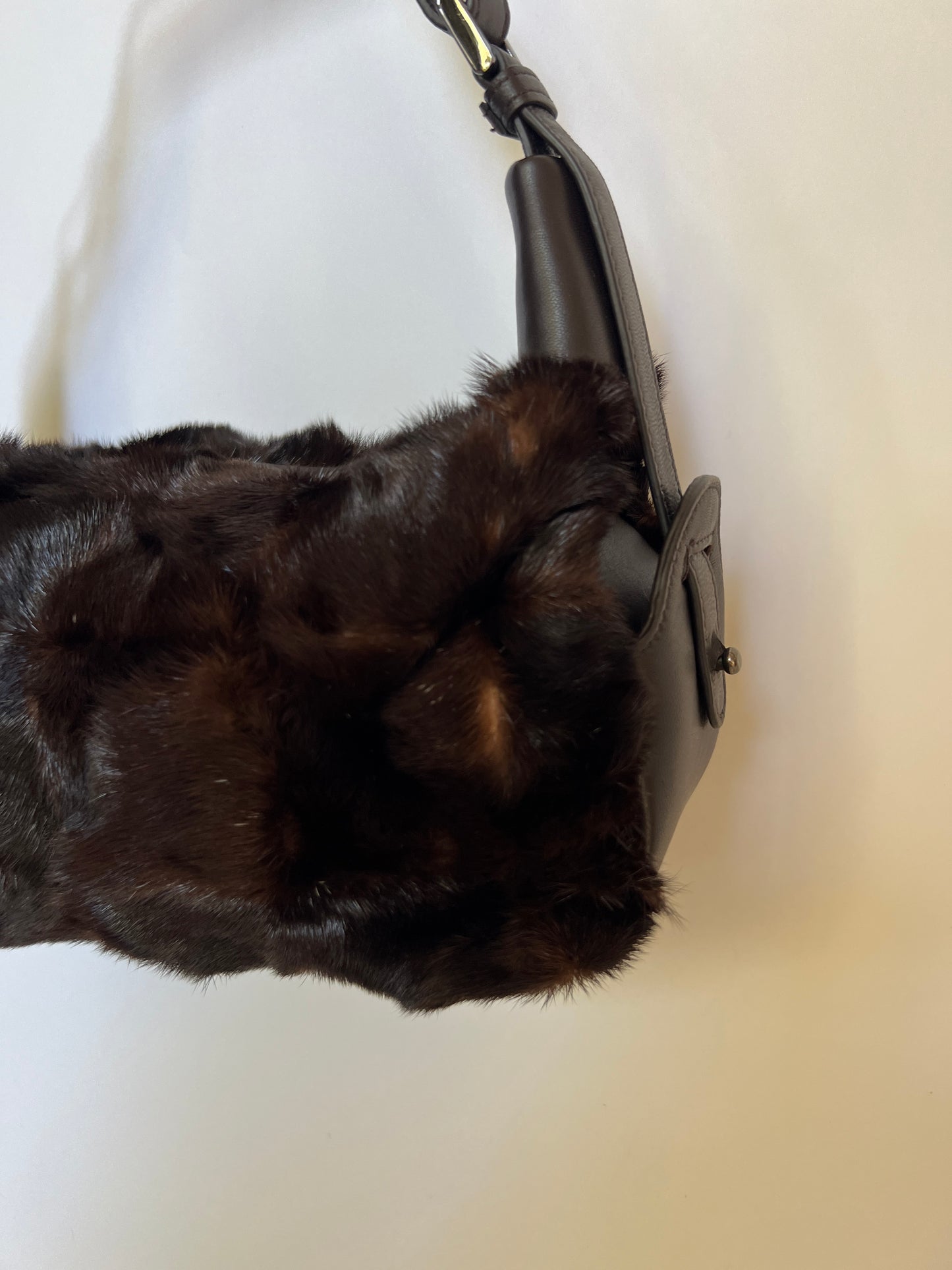Dark Brown Y2K Mink Fur Shoulder Bag