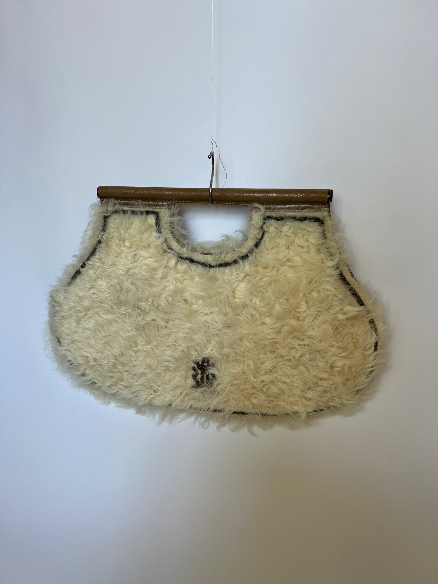 Shearling & Embroidered Clutch – Y2K Boho Luxe