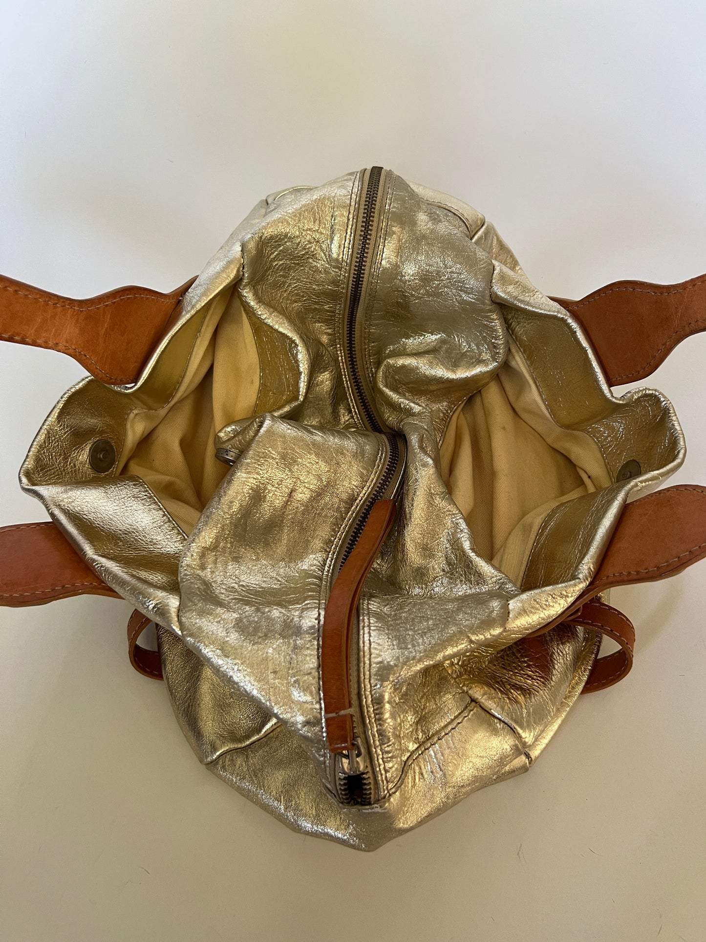 Italian Metallic Gold Leather Shoulder Bag
