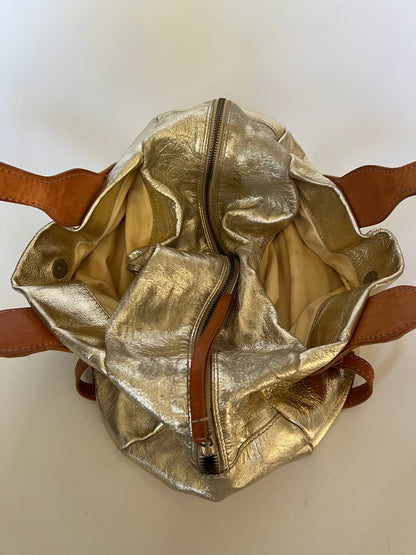 Italian Metallic Gold Leather Shoulder Bag
