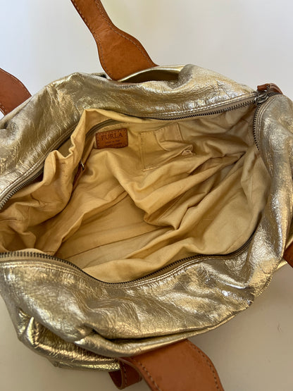 Italian Metallic Gold Leather Shoulder Bag