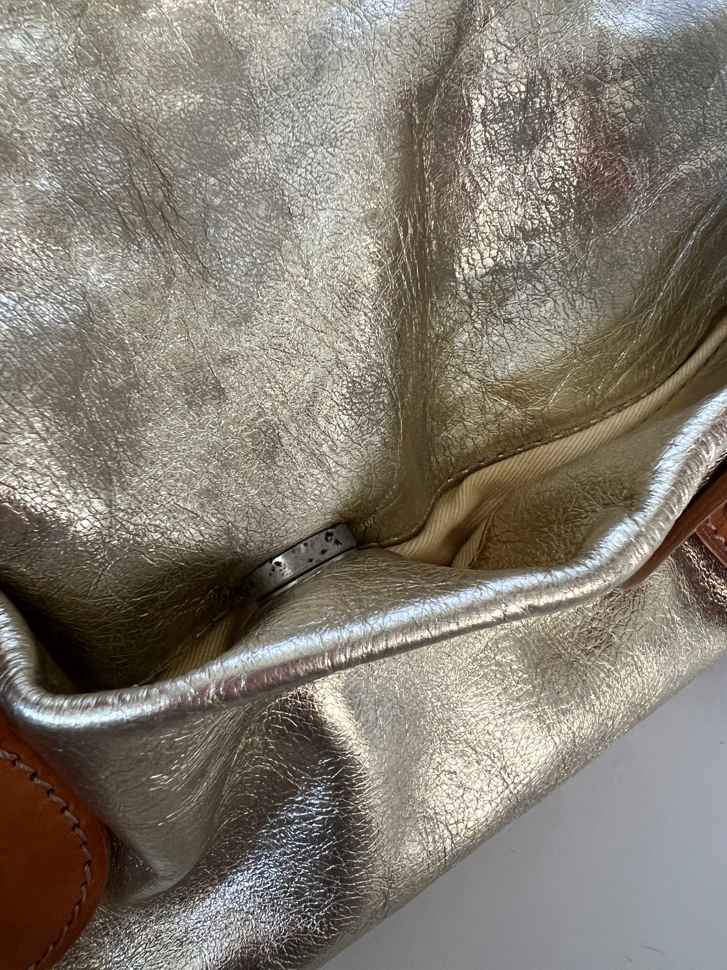Italian Metallic Gold Leather Shoulder Bag