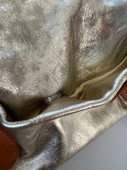 Italian Metallic Gold Leather Shoulder Bag
