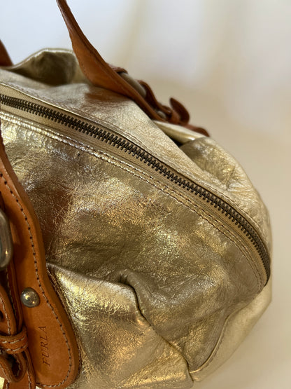 Italian Metallic Gold Leather Shoulder Bag