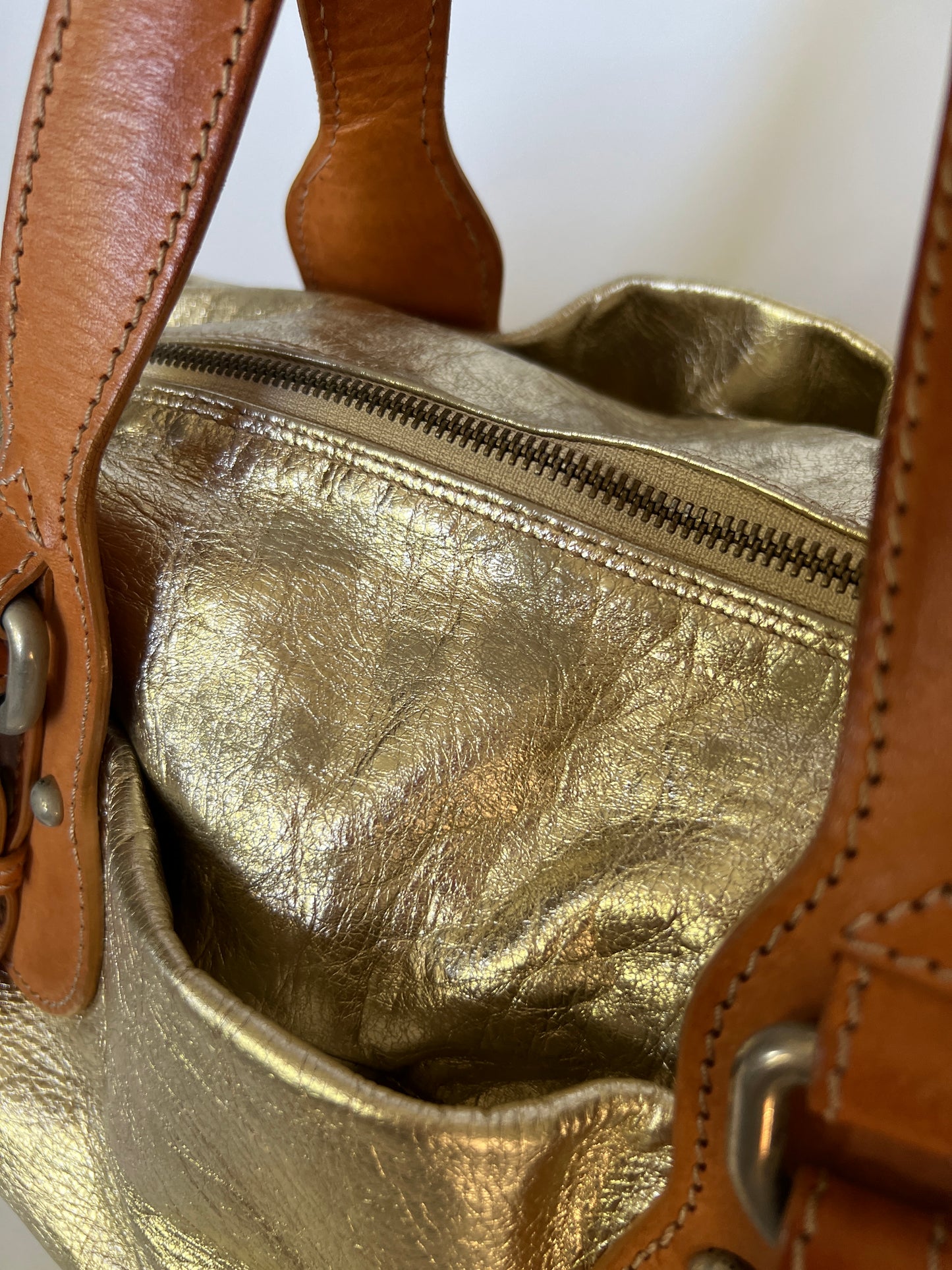 Italian Metallic Gold Leather Shoulder Bag