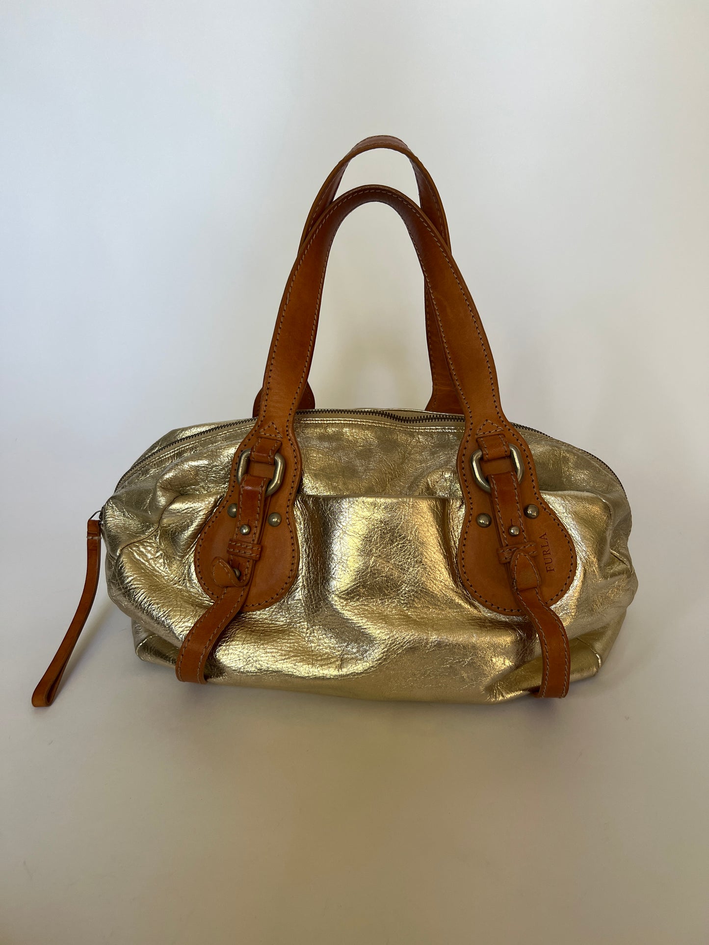 Italian Metallic Gold Leather Shoulder Bag