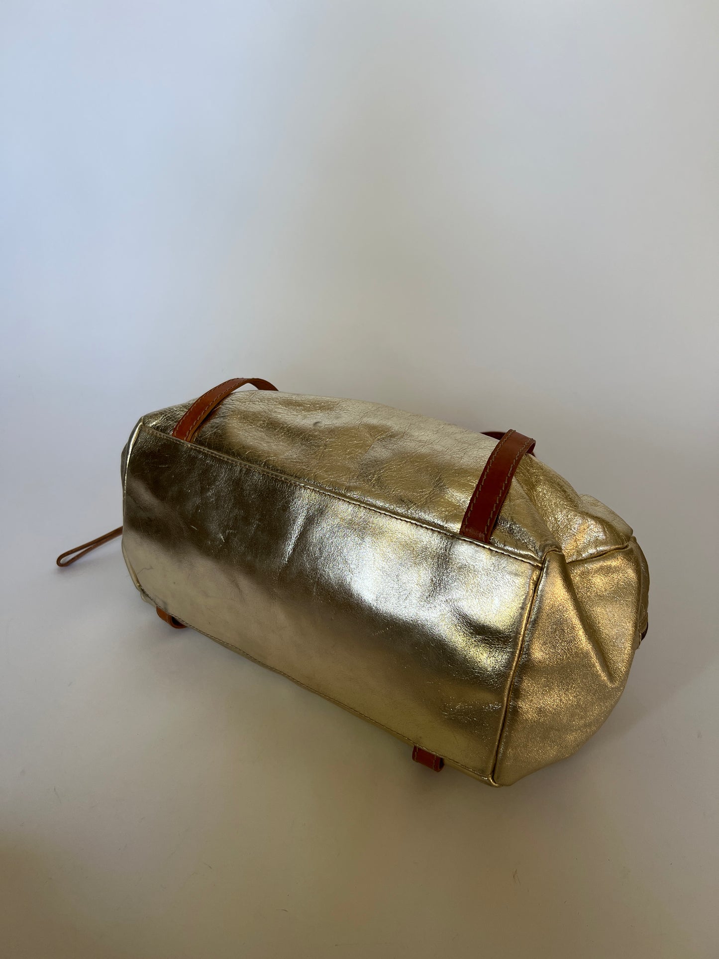 Italian Metallic Gold Leather Shoulder Bag