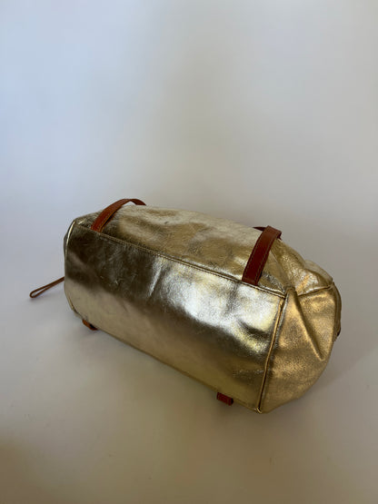 Italian Metallic Gold Leather Shoulder Bag
