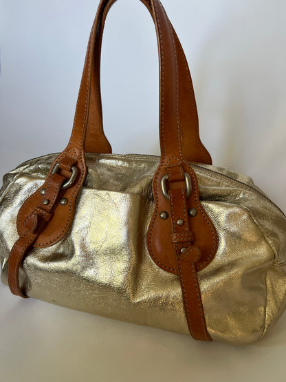 Italian Metallic Gold Leather Shoulder Bag