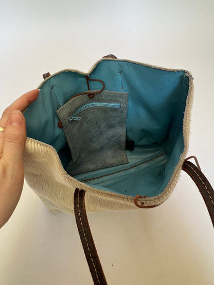 Cream Cowhide Mini Tote