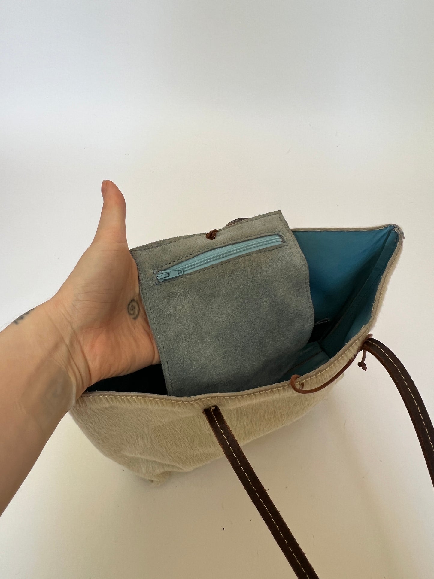 Cream Cowhide Mini Tote