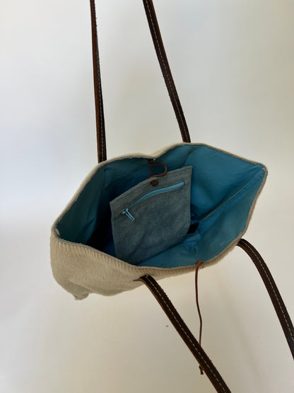 Cream Cowhide Mini Tote