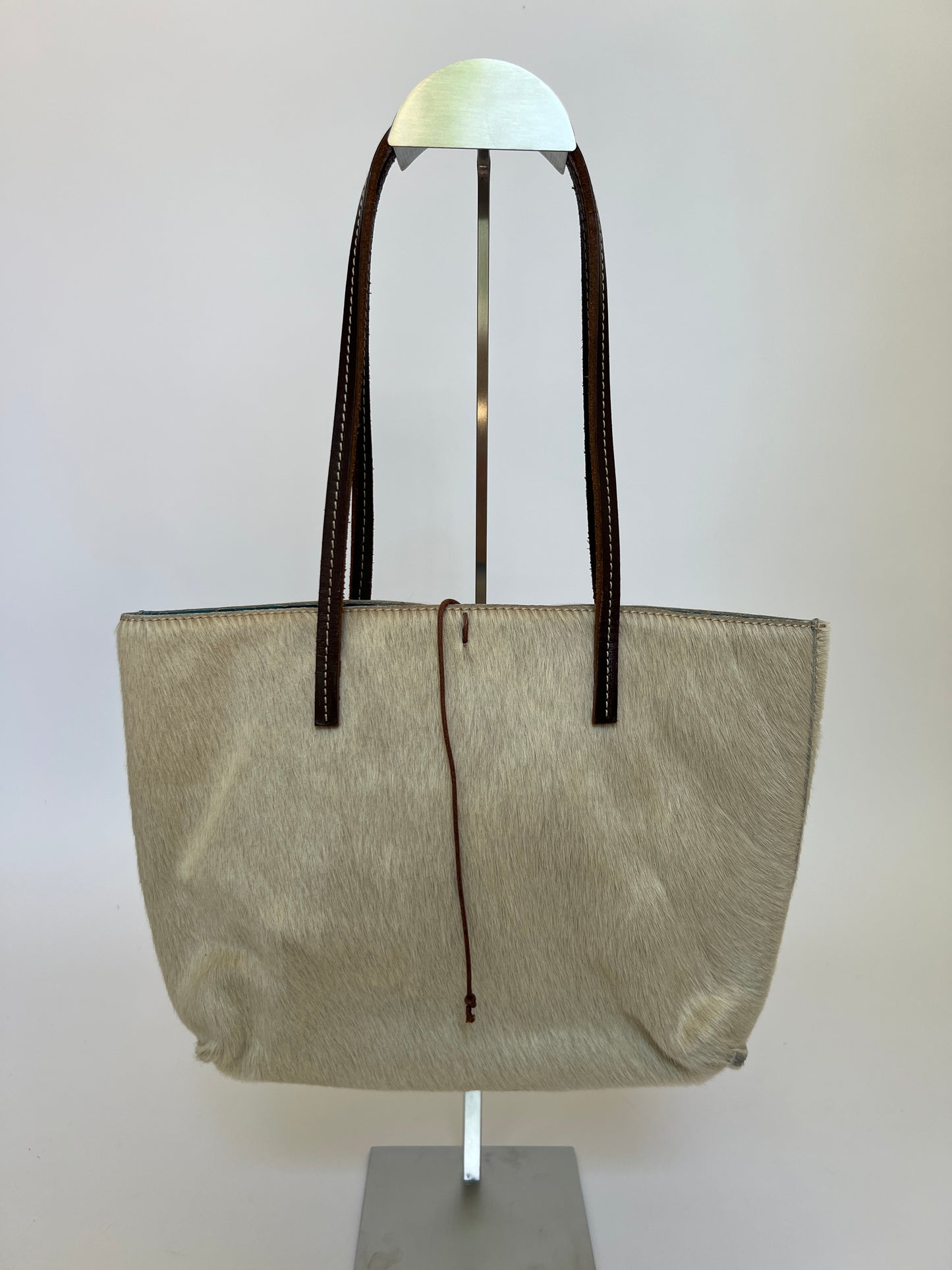 Cream Cowhide Mini Tote