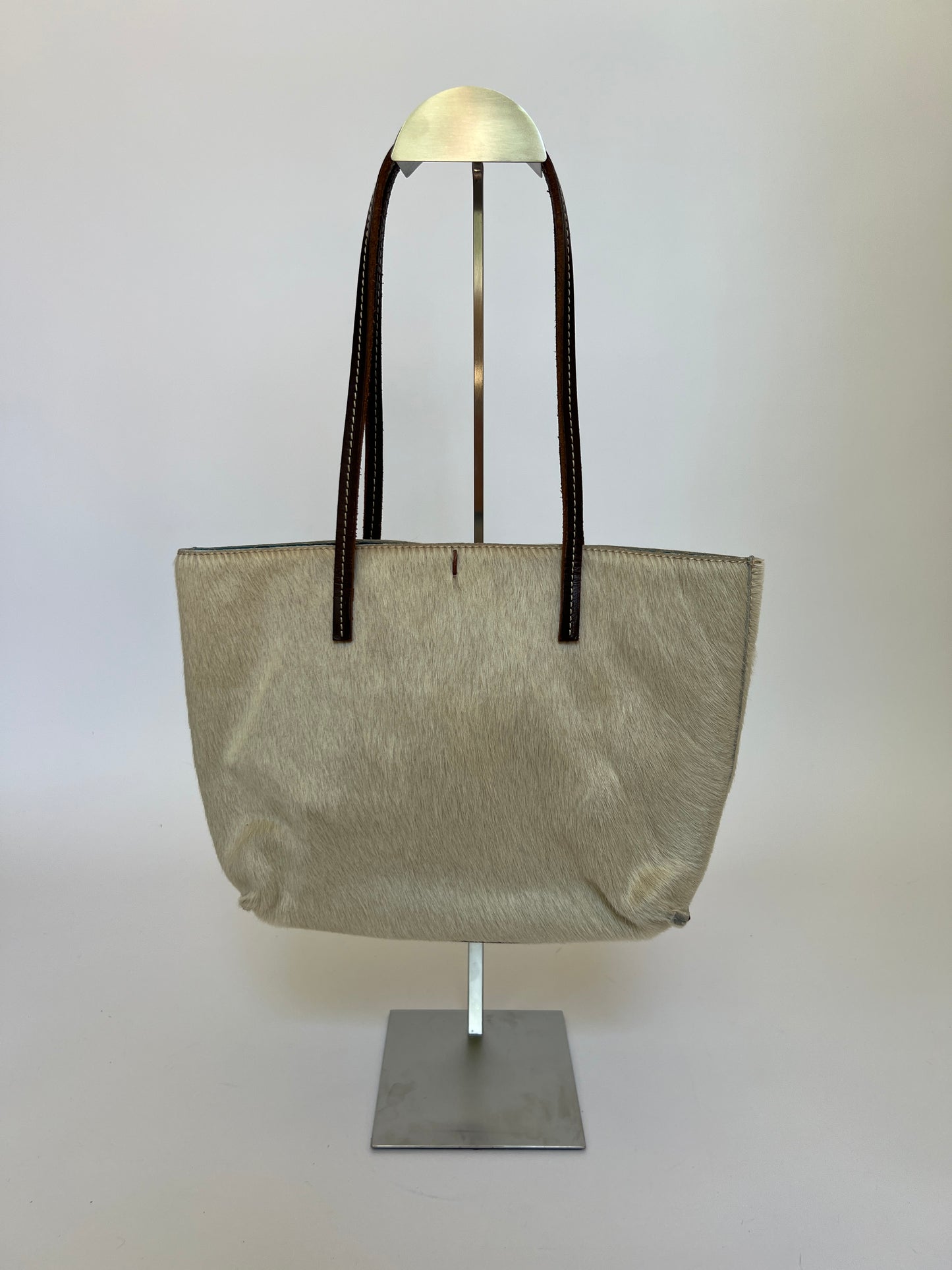 Cream Cowhide Mini Tote