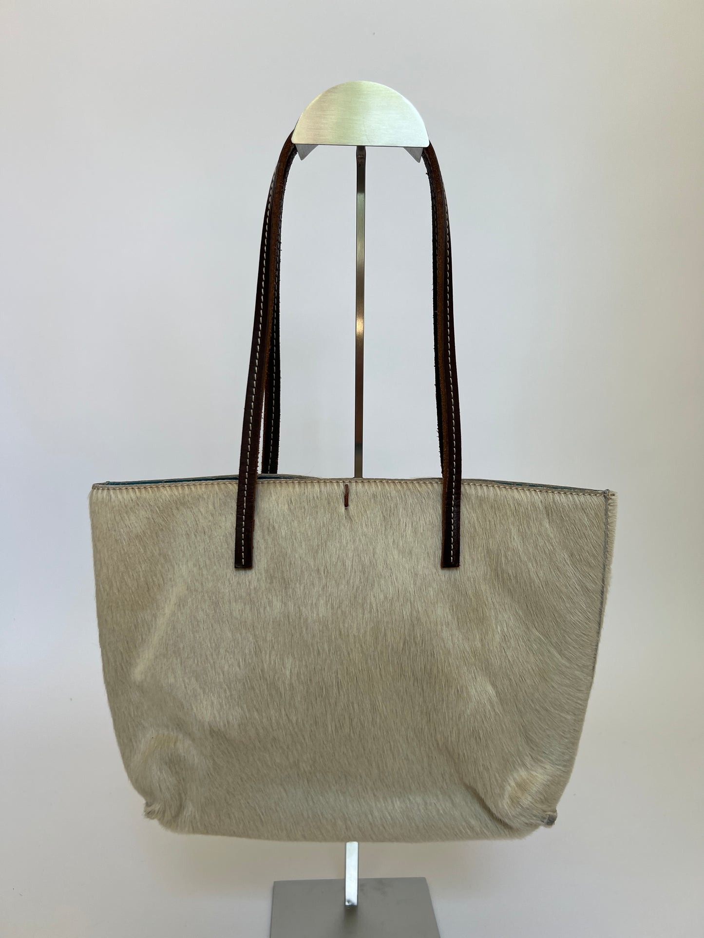Cream Cowhide Mini Tote