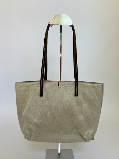 Cream Cowhide Mini Tote