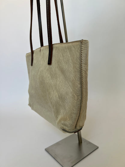 Cream Cowhide Mini Tote