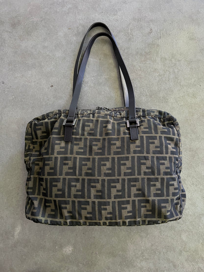 Fendi Zucca Double Zip Shoulder Bag