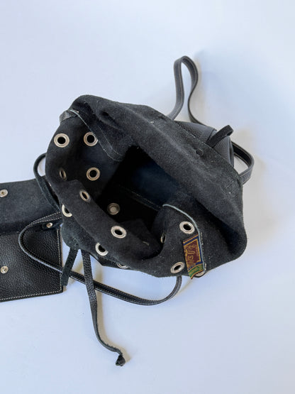 90s Eyelet Leather Shoulder Bag  —  Made in Italy