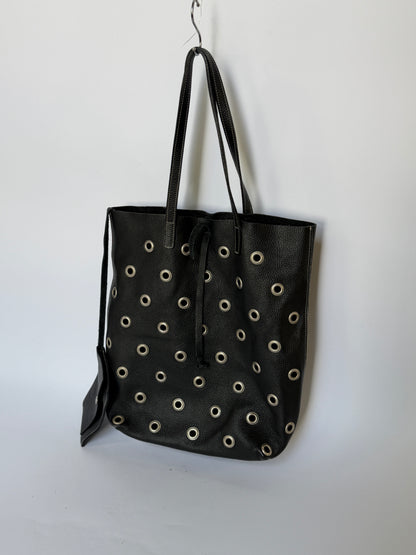 90s Eyelet Leather Shoulder Bag  —  Made in Italy