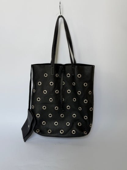 90s Eyelet Leather Shoulder Bag  —  Made in Italy