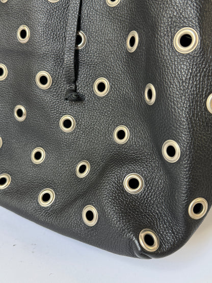 90s Eyelet Leather Shoulder Bag  —  Made in Italy