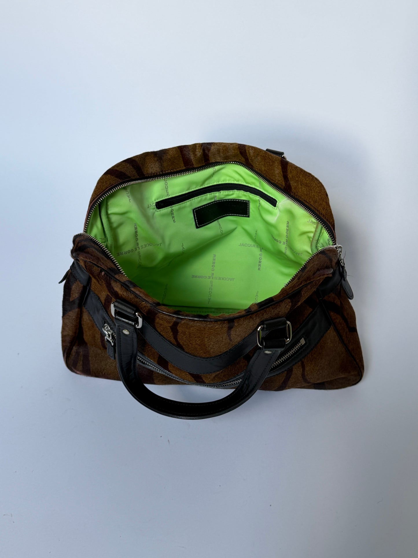 Tiger Print Pony Hair Boston Duffle Bag