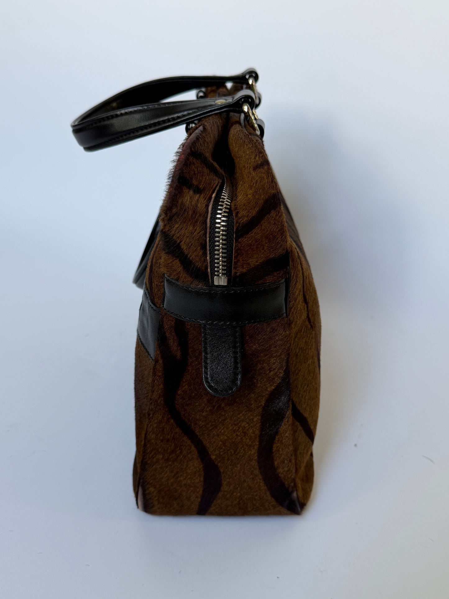 Tiger Print Pony Hair Boston Duffle Bag